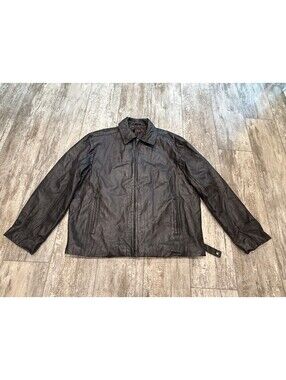 Phase Two XL Brown Genuine Leather Jacket Moto Y2K